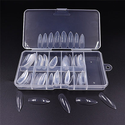 100pcs/box Natural/Clear Nail Tips Long Stiletto Nails fake Full Cover Flase Nails Artificial w/ Box-Beauty Zone Nail Supply