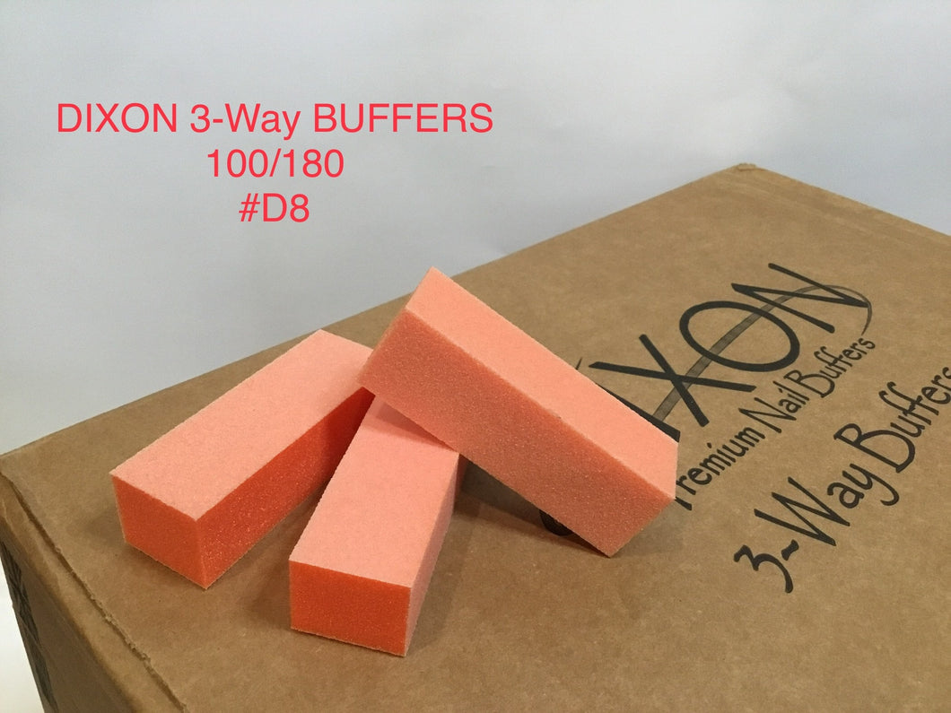 D08 Dixon buffer 3 way Orange White grit 100/180 500 pcs-Beauty Zone Nail Supply