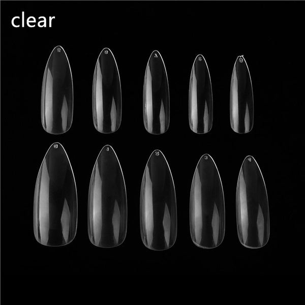 100pcs/box Almond Fake Nails Clear/Natural Full Cover With Box-Beauty Zone Nail Supply