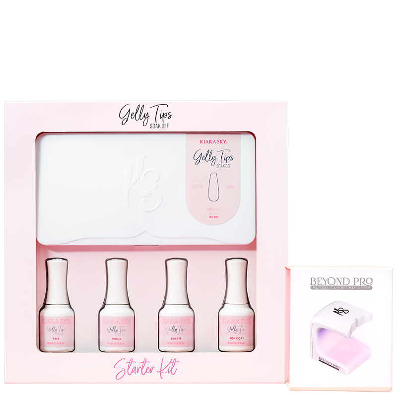 Kiara Sky Gelly Tips Starter Kit Coffin Long With FlashCure LED #GK01-Beauty Zone Nail Supply