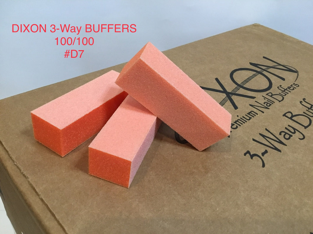 D07 Dixon buffer 3 way Orange White grit 100/100 500 pcs-Beauty Zone Nail Supply