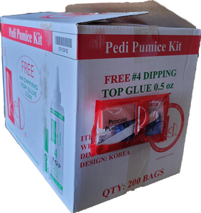 Red Pedicure Pumice Kit 4 (Pumice-Buffer-File-Pusher) #R12-Beauty Zone Nail Supply