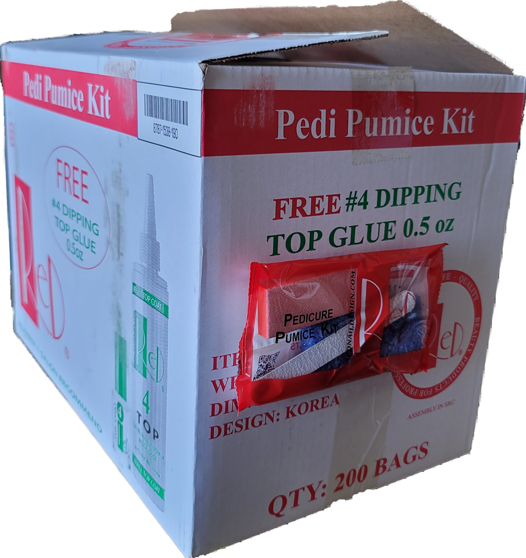 Red Pedicure Pumice Kit 4 (Pumice-Buffer-File-Pusher) #R12-Beauty Zone Nail Supply