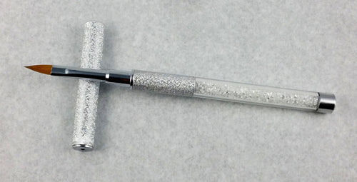 Acrylic Nail brush Art 3d Sliver diamond Handle Size 8