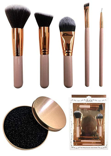DUOS 5pcs makeup brush set + brush cleaner-Beauty Zone Nail Supply