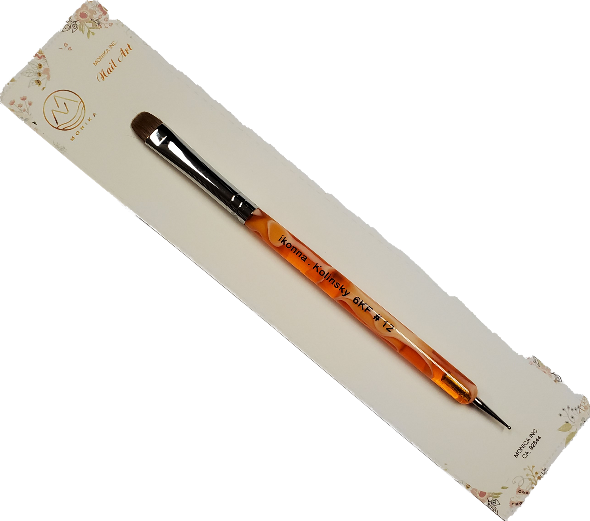 Nail French Brush Orange Marble Size 12 w/Tool-Beauty Zone Nail Supply