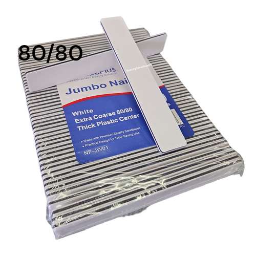 GazePlus Nail File Jumbo White Grit 80/80 Pack 50 pcs #F601