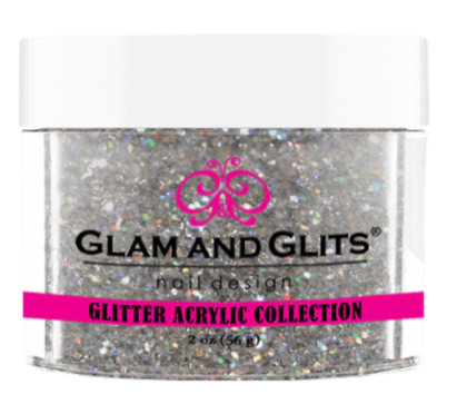 Glam & Glits Glitter Acrylic Powder (Glitter) 2 oz Silver Hologram - GAC39-Beauty Zone Nail Supply