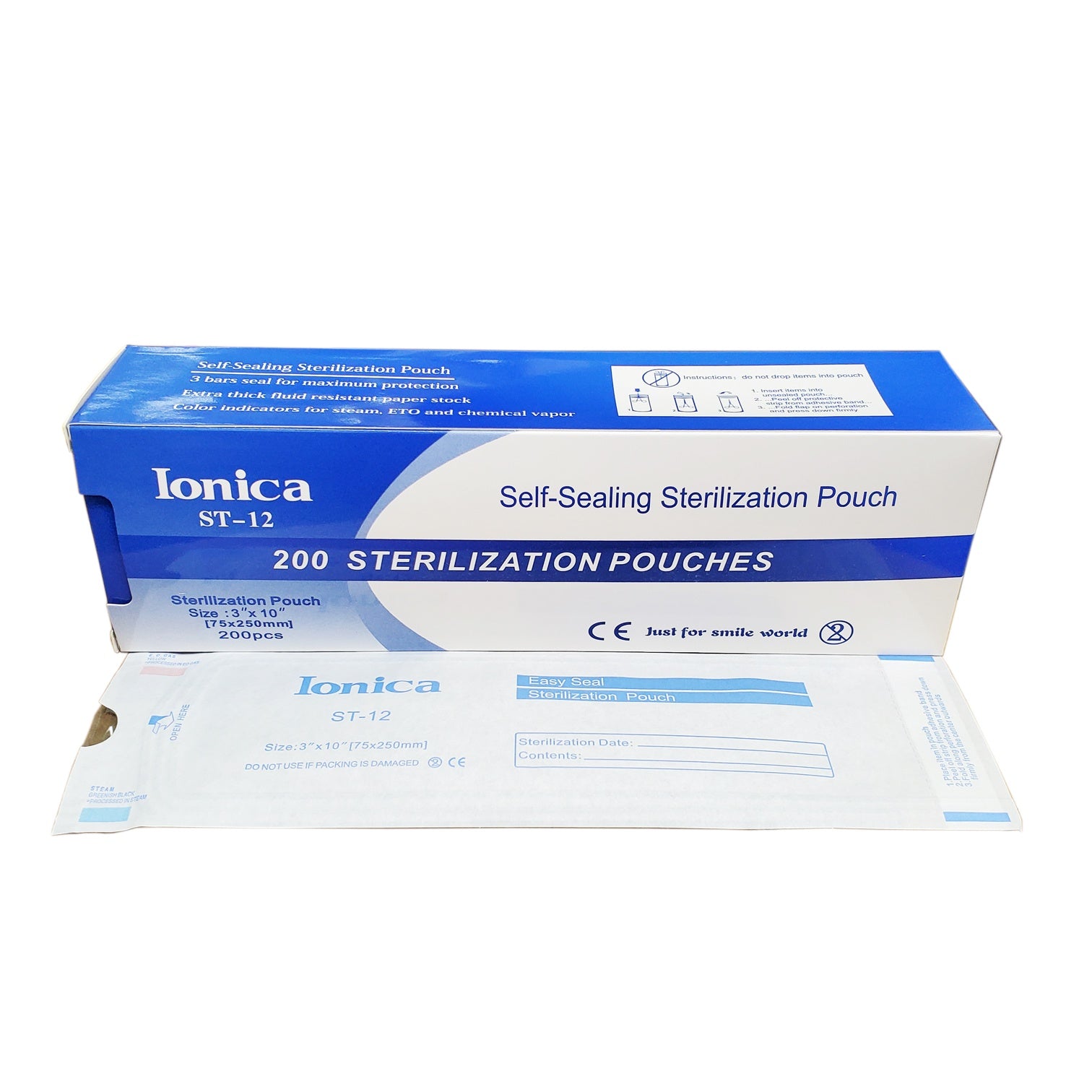 Ionica Sterilization Pouches Self Sealing 3x10 #ST-12-Beauty Zone Nail Supply