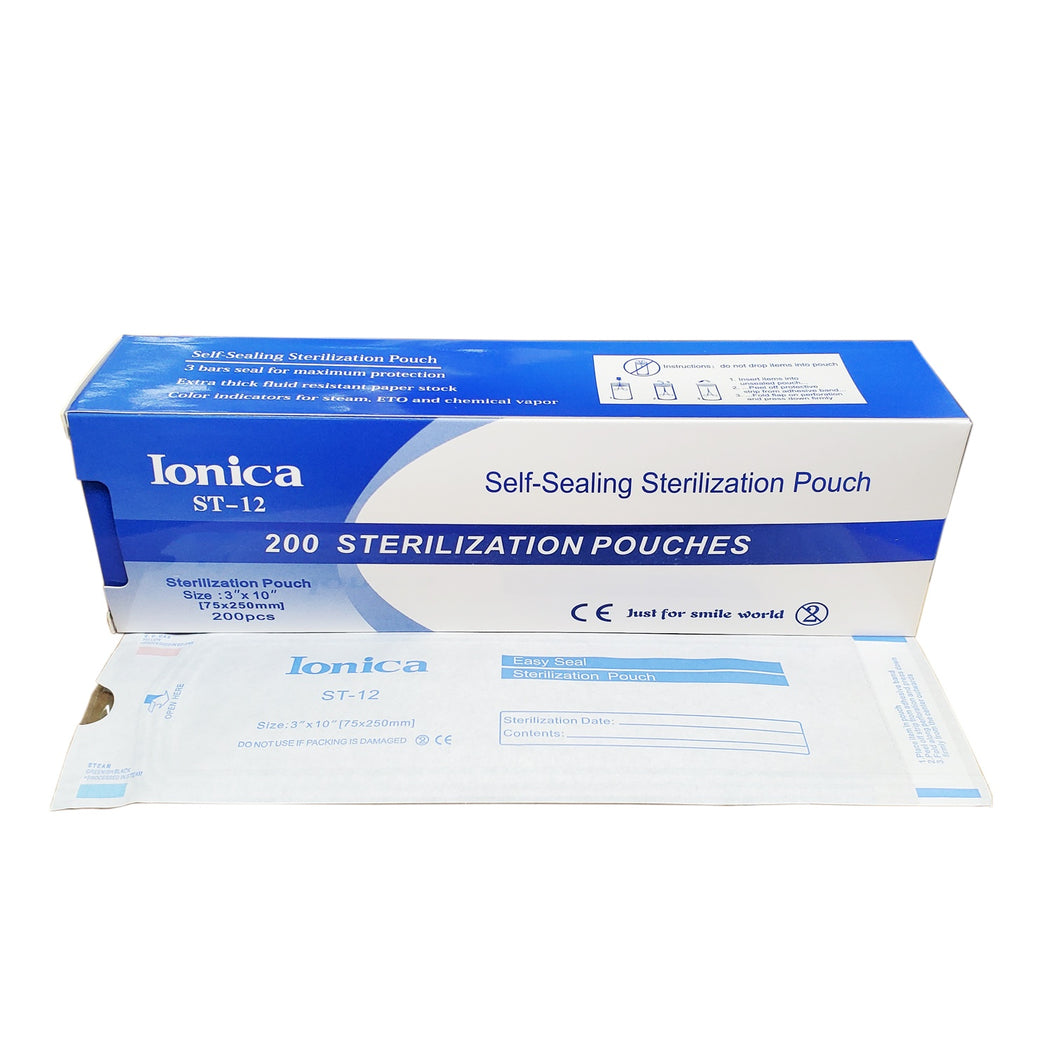 Ionica Sterilization Pouches Self Sealing 3x10 #ST-12-Beauty Zone Nail Supply