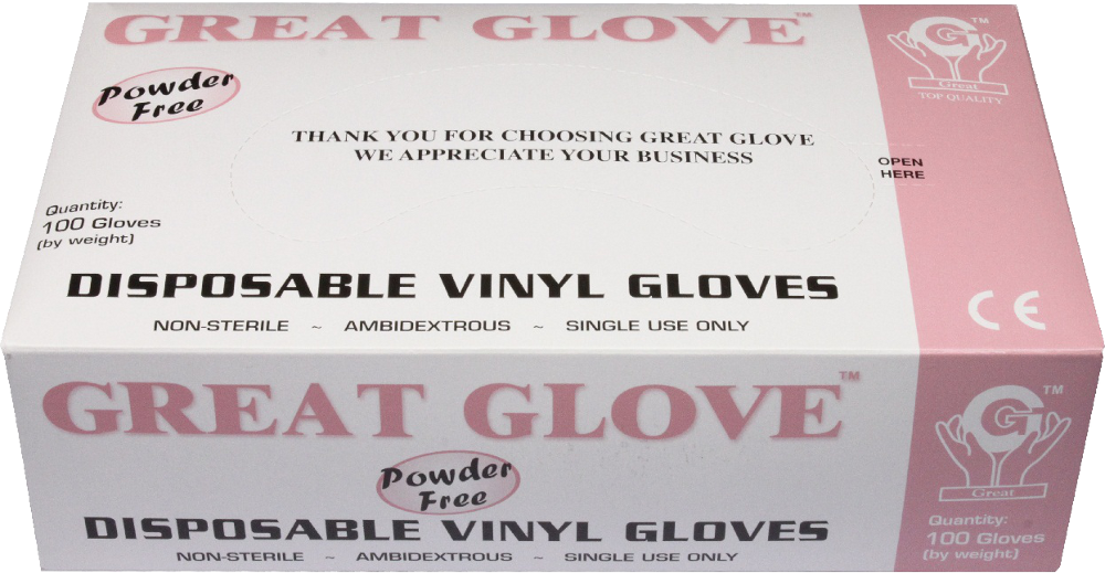 Great Glove Vinyl Gloves Powder-Free Case 10 Box-Beauty Zone Nail Supply