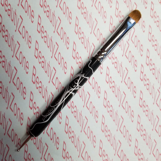 Nail French Brush kolinsky TRI-7F Black Marble Size 16 - BeautyzoneNailSupply