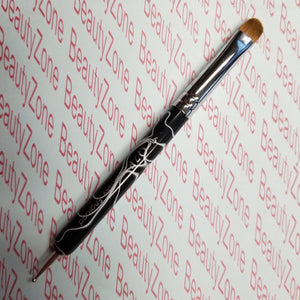 Nail French Brush kolinsky TRI-7F Black Marble Size 16 - BeautyzoneNailSupply