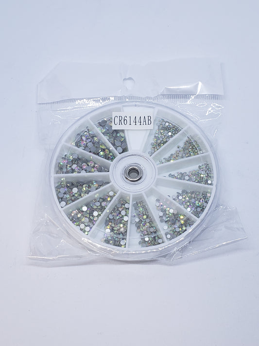 AB Color six size crystal wheel #CR6144AB-Beauty Zone Nail Supply