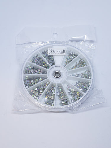 AB Color six size crystal wheel #CR6144AB-Beauty Zone Nail Supply