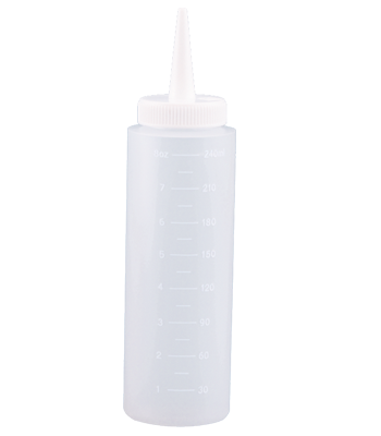 8 oz Natural LDPE bottle with Long Tip Yorker tip 300432