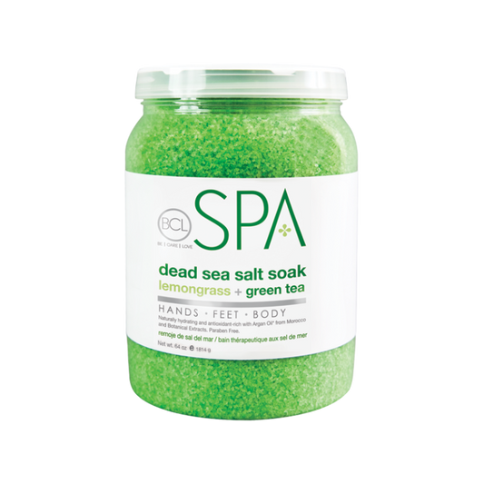 BCL SPA Dead Sea Salt Soak Lemongrass + Green Tea 64oz-Beauty Zone Nail Supply