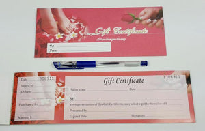 Gift certificate with number 0 #9552-0418-Beauty Zone Nail Supply