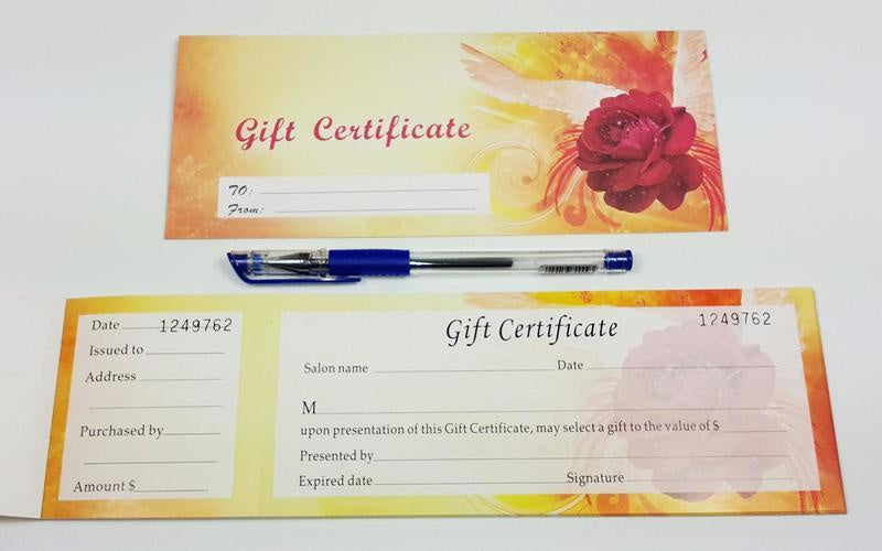 Gift certificate with number e #9552-e13-Beauty Zone Nail Supply