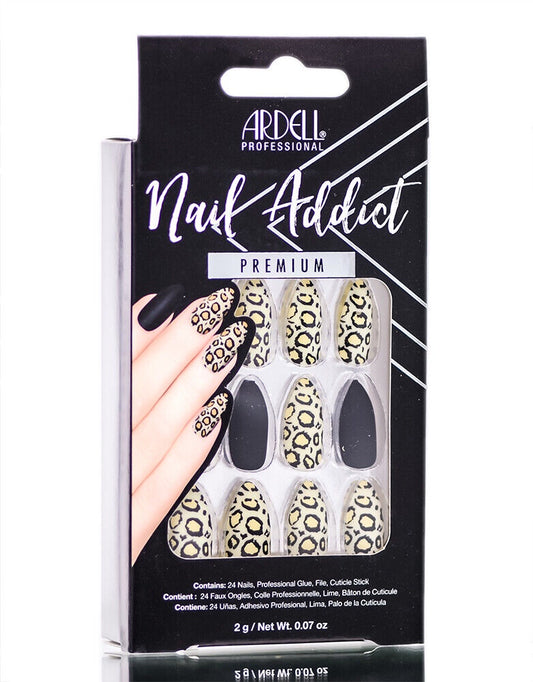 Ardell Press-on Nails Premium Nail Addict Black Leopard #63835