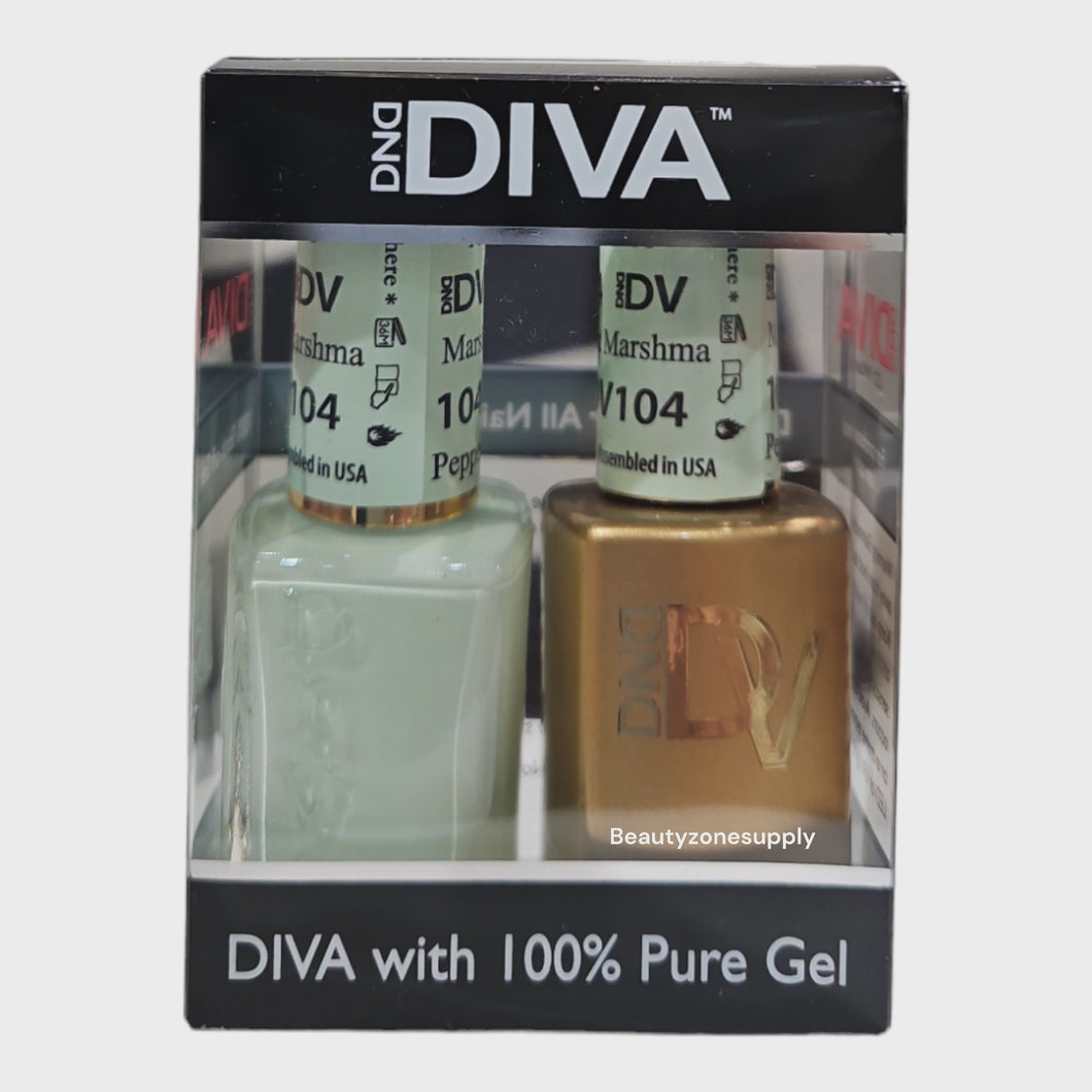 DND Diva Duo Gel & Lacquer 104 Marshmallow Peppermint