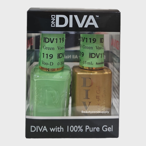 DND Diva Duo Gel & Lacquer 119 Voo-Dew Green