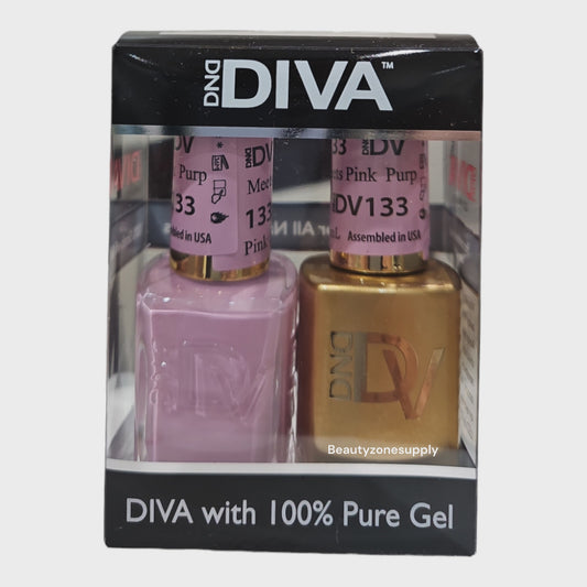 DND Diva Duo Gel & Lacquer 133 Purple Meets Pink