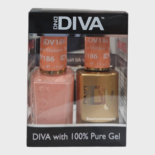 DND Diva Duo Gel & Lacquer 186 Peach Mimosa