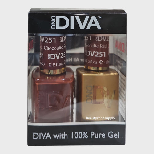 DND Diva Duo Gel & Lacquer 251 Chocolate Red