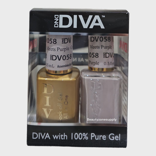 DND Diva Duo Gel & Lacquer 058 Gray Meets Purple