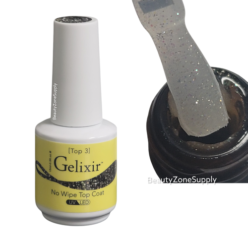 Gelixir Top Coat No-wipe With Glitters (Top 3) 15 mL / 0.5 oz