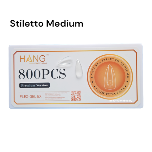 Hang Gel X Flex Gel Premium Stiletto Medium Box 12 Size 704 tips
