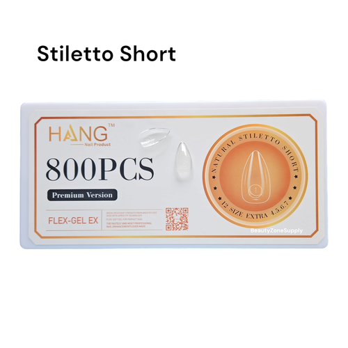 Hang Gel X Flex Gel Premium Stiletto Short Box 12 Size 704 tips