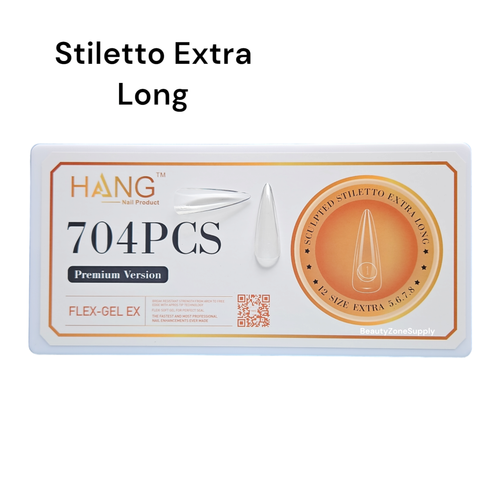 Hang Gel X Flex Gel Premium Stiletto XL Long Box 12 Size 704 tips