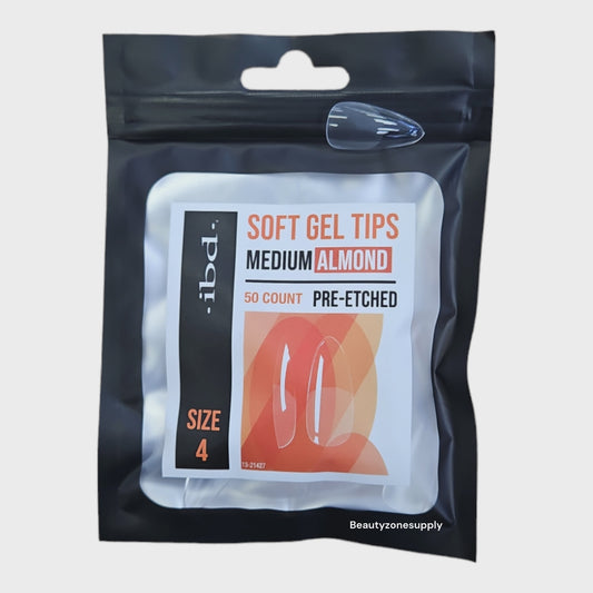 Ibd Clear Soft Gel Tips Almond Medium Refill Size 4 #37515