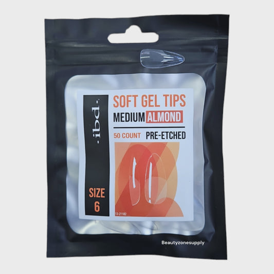 Ibd Clear Soft Gel Tips Almond Medium Refill Size 6 #37458