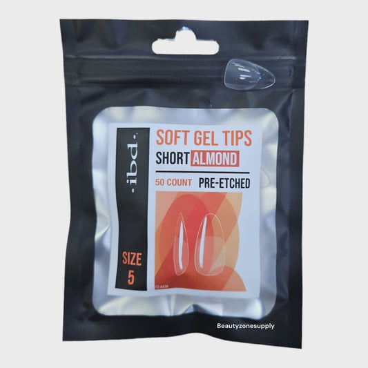 Ibd Clear Soft Gel Tips Almond Short Refill Size 5 #37453