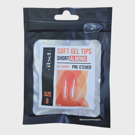 Ibd Clear Soft Gel Tips Almond Short Refill Size 6 #37454