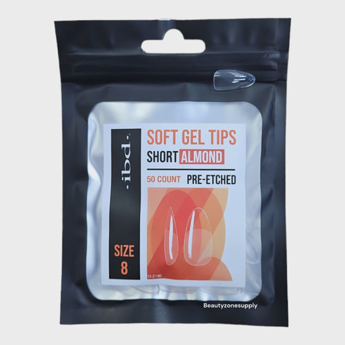 Ibd Clear Soft Gel Tips Almond Short Refill Size 8 #37456
