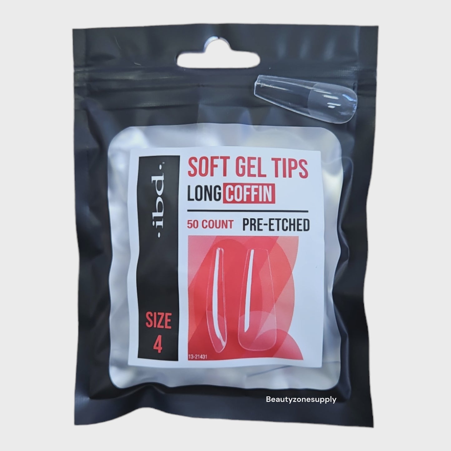 Ibd Clear Soft Gel Tips Coffin Long Refill Size 4 #37519