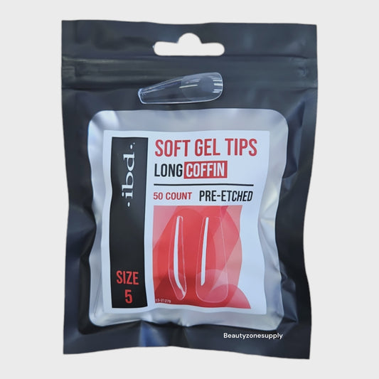 Ibd Clear Soft Gel Tips Coffin Long Refill Size 5 #37473