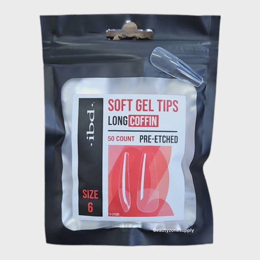 Ibd Clear Soft Gel Tips Coffin Long Refill Size 6 #37474
