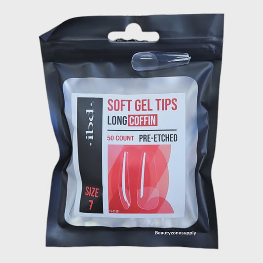 Ibd Clear Soft Gel Tips Coffin Long Refill Size 7 #37475
