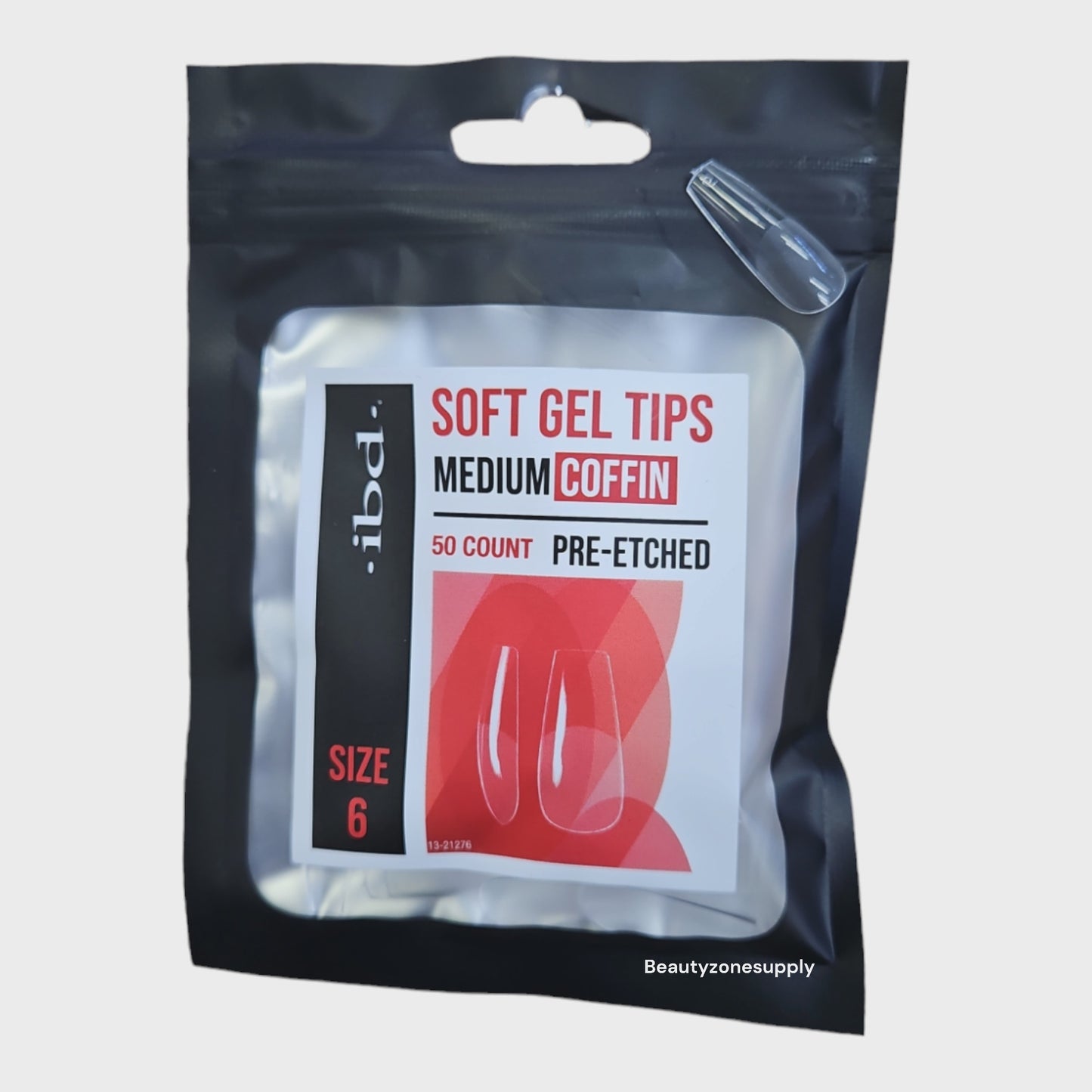 Ibd Clear Soft Gel Tips Coffin Medium Refill Size 6 #37470