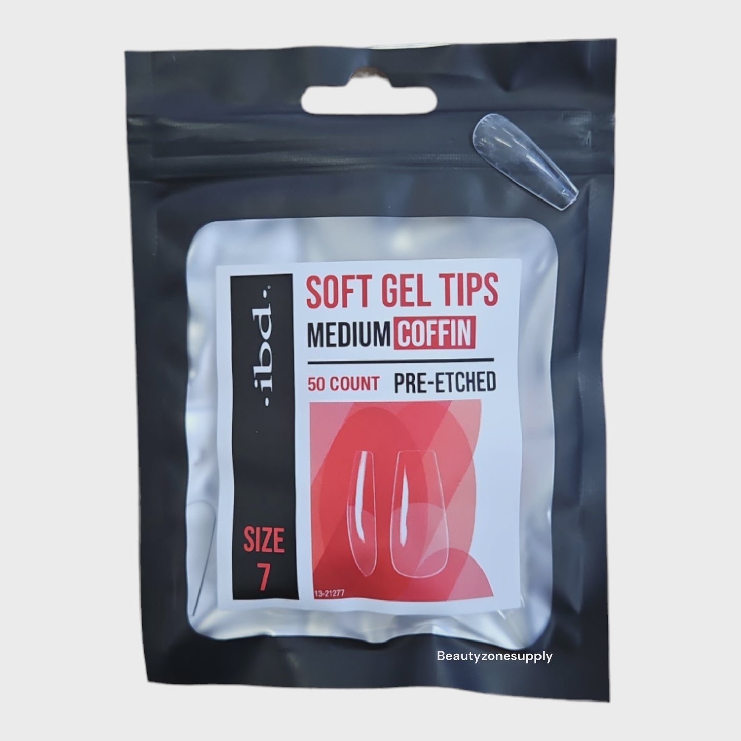 Ibd Clear Soft Gel Tips Coffin Medium Refill Size 7 #37471