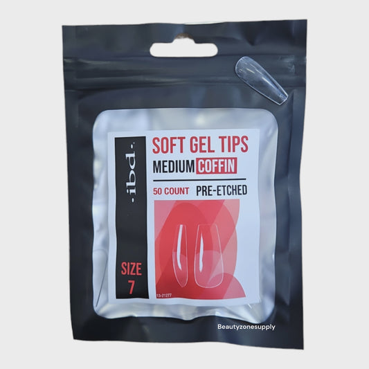 Ibd Clear Soft Gel Tips Coffin Medium Refill Size 7 #37471