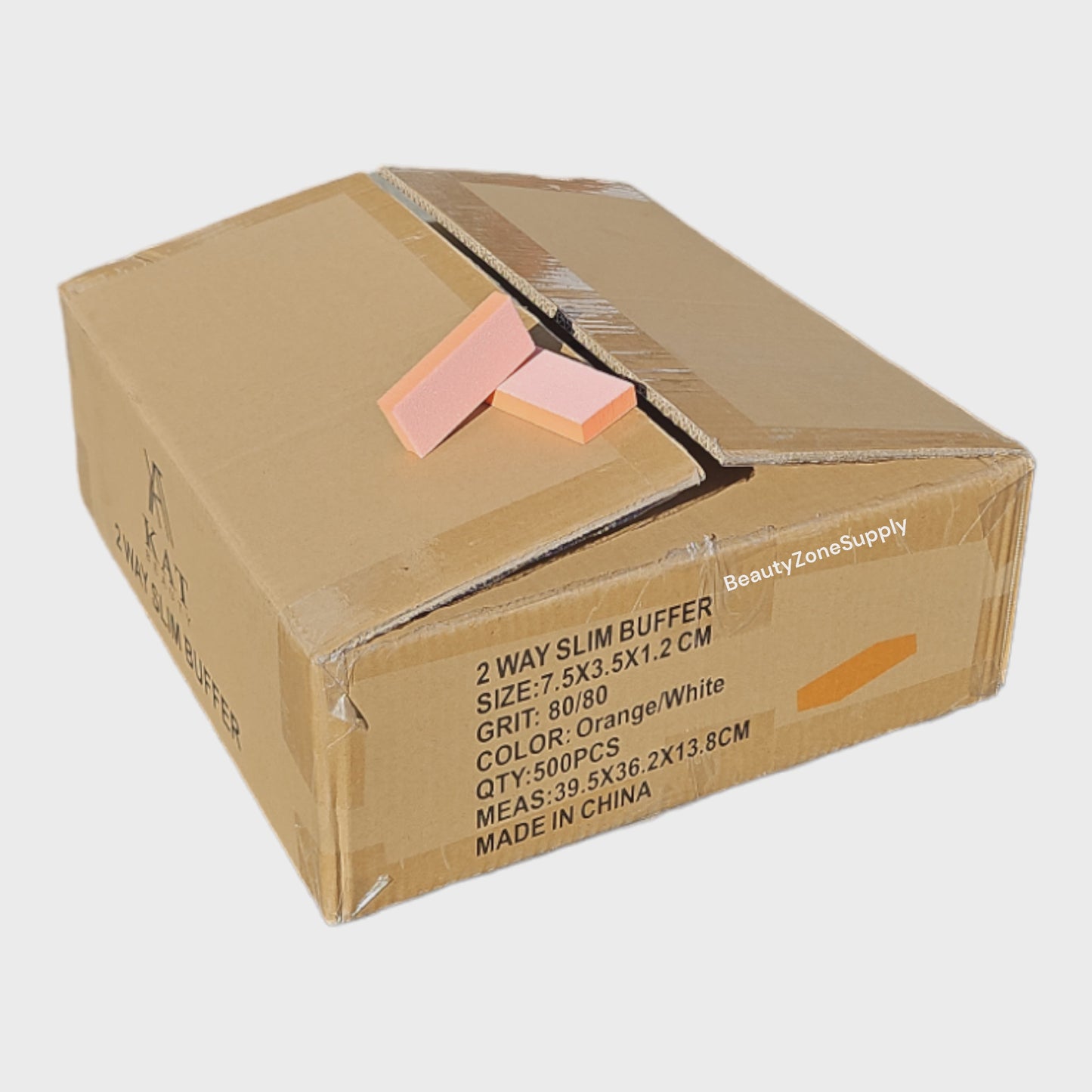 KAT Beauty Slim Buffer Orange White 80/80 500PCS #KAT02