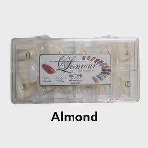 Lamour Almond Natural Nail Tip Box 500 tips/box