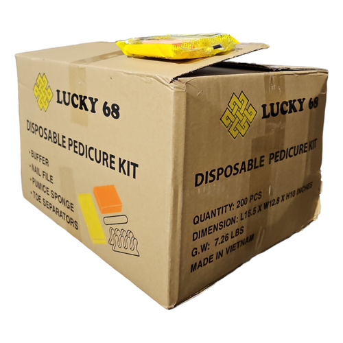 Lucky 68 Pedicure Kit 4 Yellow Pumice File Buffer Toe #MK02