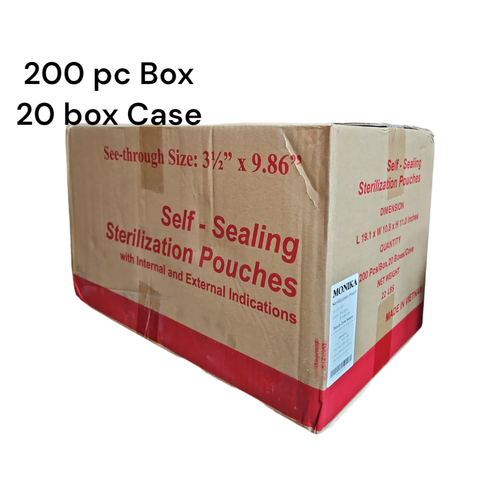 Monika Self Seal Disinfected Pouch Tool Box 200 pcs Large Case 20 box